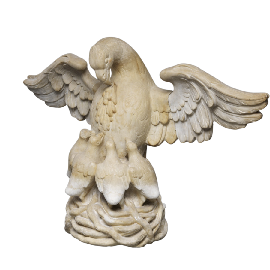 Beeld van een pelikaan die haar jongen voedt - MAS