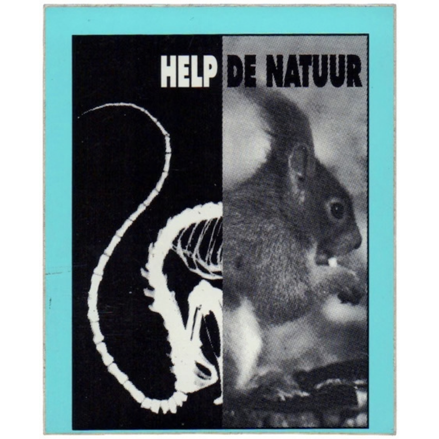 Sticker 'Help de natuur', uitgegeven door Natuurreservaten vzw